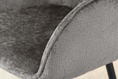 Drehbarer Retro Stuhl AVIGNON grau Chenille schwarze Metallbeine