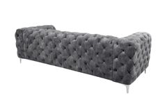 Chesterfield 3-Sitzer Sofa MODERN BAROCK 235cm dunkelgrau Samt Federkern Metallfüße