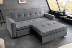 Ausziehbares Schlafsofa SMART 180cm grau Cord 2-Sitzer Couch mit Nosagfederung