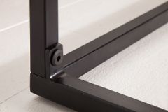 Massiver Couchtisch IRON CRAFT 100cm Mangoholz mit Schublade schwarzes Metallgestell