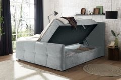 Modernes Boxspringbett TOULOUSE 160x200cm silbergrau inkl. Matratze Topper Stauraum