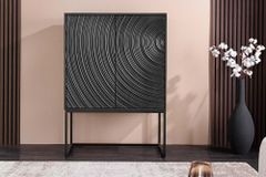 Design Highboard ORBIT 120cm schwarz Mangoholz mit 3D-Front Metall