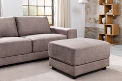 Moderner Hocker LOFT 75cm taupe Vogue Velours Samt Nosagfederung Taschenfederkern