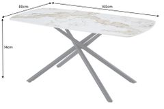 Design Esstisch OSAKA 160cm weiß schwarz Pandora Keramik Sterngestell Metall