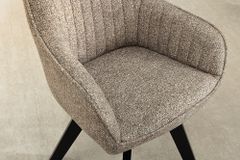 Design Stuhl LIVORNO taupe Strukturstoff schwarz Massivholz drehbar Auto-Return-Funktion
