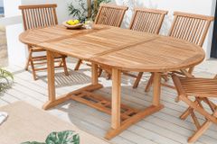 Ausziehbarer Gartentisch EMPIRE TEAK 120-180cm natur Massivholz oval