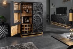 Massiver Nachttisch SCORPION 50cm schwarz Mangoholz Beistelltisch mit 3D Schnitzereien