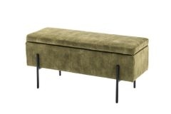 Truhenbank LOFT 100cm grün Samt Sitzbank mit Stauraum schwarz Metall