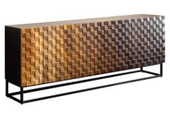 Massives Sideboard SHADES 180cm braun Mangoholz mehrfarbig 3D-Front Metallgestell