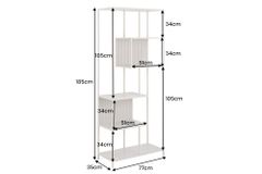 Modernes Bücherregal SLIM LINE 185cm champagner beige Metallgestell sechs Regalböden