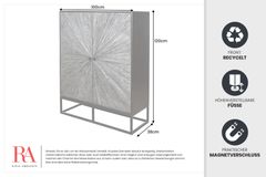 Massives Highboard BARRACUDA 120cm braun Mangoholz mit Teakholz-Front schwarz Metall