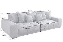 Modernes XXL Sofa ELEGANCIA 285cm grün Cord Federkern inklusive Kissen Bigsofa