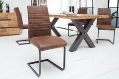 Industrial Freischwinger Stuhl APARTMENT antik braun mit Metallgestell