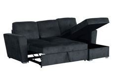 Ecksofa mit Schlaffunktion APARTMENT beidseitig aufbaubar grau Strukturstoff inkl. Stauraum