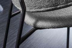 Design Stuhl VOGUE grau Bouclé schwarze Metallbeine