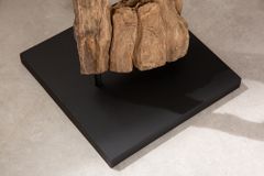 Massive Stehlampe BARRACUDA 177cm natur Akazienholz Baumwollschirm weiß Baumstamm