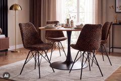 Design Stuhl SCANDINAVIA MEISTERSTÜCK braun schwarz Chenille schwarz Metallgestell