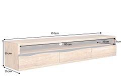 Hängendes TV-Lowboard MAMMUT 160cm braun Akazie honey finish Massivholz Baumkante