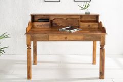 Design Sekretär HEMINGWAY L 115cm braun Sheesham Massivholz stone finish Schreibtisch