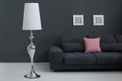 Edle Design Stehlampe LUCIE 160cm silber weiß Barock Stil Stehleuchte