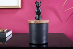 Design Dose PANTHER 20cm schwarz natur Mangoholz Panther-Figur Metall Dekoration