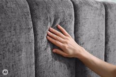 Design Boxbett ADLON 180x200cm grau Chenille mit Stauraum und Lattenrost