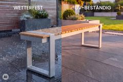 Moderne Outdoor Sitzbank TAMPA LOUNGE 160cm greige natur