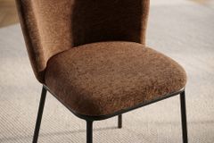 Design Stuhl LYON braun Chenille schwarze Metallbeine