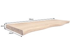 Massives Wandregal GRAND OAK 115cm natur geöltes Eichenholz Baumkante handmade