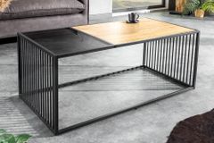 Design Couchtisch ARCHITECTURE 100cm schwarz Wildeiche Rauchglas Metall Holz