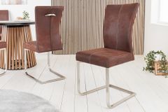 Freischwinger Stuhl SAMSON dark coffee Edelstahlrahmen mit Komfortgriff