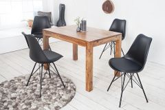 Massiver Holz Esstisch PURE 120-200cm braun Sheesham stone finish mit Ansteckplatten