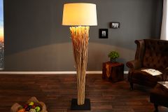 Design Treibholz Stehlampe EUPHORIA 180cm natur mit Leinenschirm