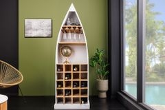 Massivholz Weinregal SEVEN SEAS 180cm weiß natur Mango Flaschenregal
