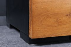 Massivholz TV-Lowboard GRAND ACACIA 180cm braun Akazie mit LED-Beleuchtung Baumkante