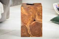 Massiver Beistelltisch SQUARE 30cm Teakholz Würfel Sitzhocker