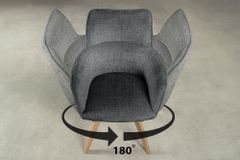 Drehbarer Stuhl ASGARD grau Chenille Cremona mit Taschenfederkern und Armlehne