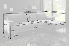 Elegantes Ecksofa COZY VELVET 260cm grau Samt Federkern 3-Sitzer