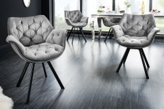 Drehbarer Stuhl THE DUTCH COMFORT Samt grau mit Armlehnen Modern Design
