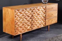 Massivholz Sideboard ALPINE 145cm Akazie honey finish Kommode mit Schubladen Retro Design
