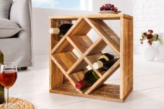 Massivholz Weinregal CUBUS 40cm Mango handmade Beistelltisch
