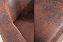 Design Lounge Sessel HEMINGWAY whisky braun mit Armlehnen Cocktailsessel Massivholzbeine