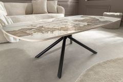 Design Couchtisch OSAKA 110cm weiß schwarz Pandora Keramik mit Sterngestell