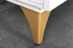 Handgearbeitetes Sideboard GOLDEN SUNSET 140cm weiß mit 3D Schnitzereien gold Mangoholz Metallbeine