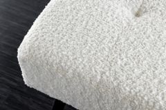 Design Sitzbank BOUTIQUE 100cm weiß Bouclé schwarze Metallbeine Polsterbank