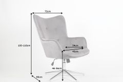 Design Sessel MR. LOUNGER grau chrom Samt höhenverstellbar drehbar Retro