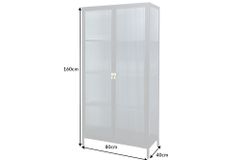 Moderne Vitrine AMSTERDAM 160cm schwarz gold Riffelglas Metall Highboard Schrank