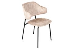 Design Stuhl VOGUE champagner greige Samt schwarze Metallbeine