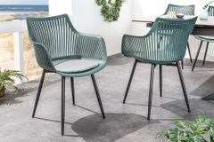 Moderner Stuhl SIGNUM salbei schwarz Kunststoff Gartenstuhl Indoor Outdoor mit Armlehnen