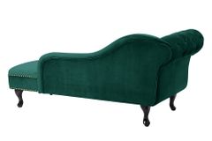 Design Récamière CHESTERFIELD 170cm smaragdgrün Samt Knopfheftung Nietenbesatz